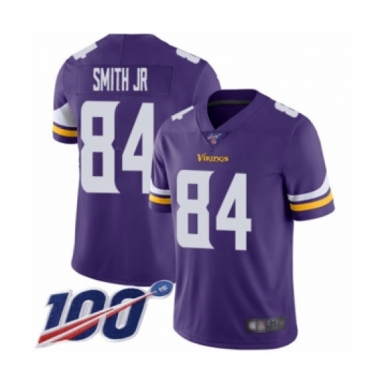 Men's Minnesota Vikings 84 Irv Smith Jr. Purple Team Color Vapor Untouchable Limited Player 100th Season Football Jersey