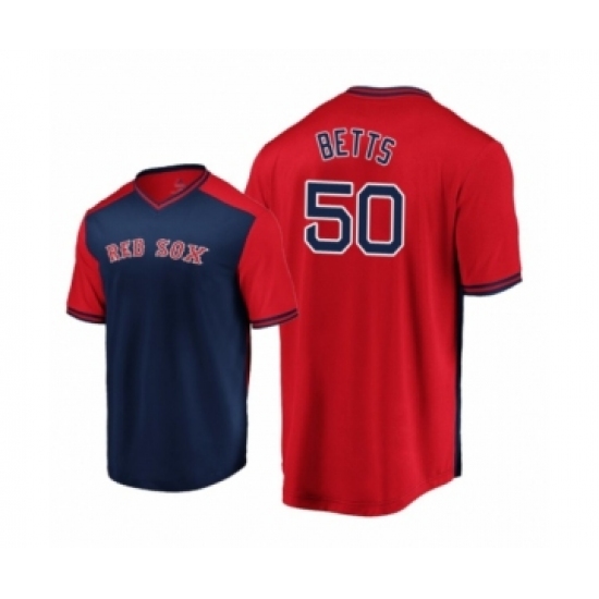 Women'sBoston Red Sox 50 Mookie Betts Navy Red Iconic Player Majestic Jersey