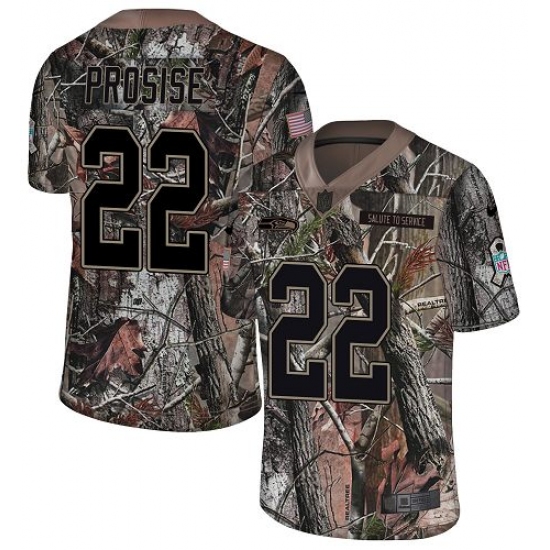 Men's Nike Seattle Seahawks 22 CJProsise Limited Camo Rush Realtree NFL Jersey