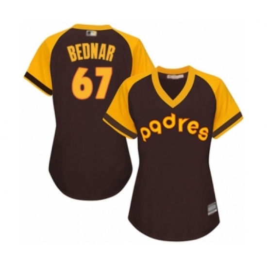 Women's San Diego Padres 67 David Bednar Authentic Brown Alternate Cooperstown Cool Base Baseball Player Jersey
