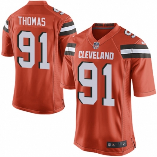 Men's Nike Cleveland Browns 91 Chad Thomas Game Orange Alternate NFL Jersey