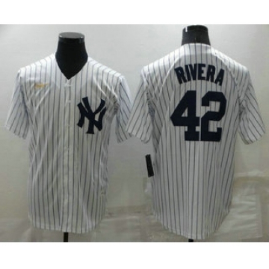 Men's New York Yankees 42 Mariano Rivera White Throwback Stitched MLB Cool Base Nike Jersey