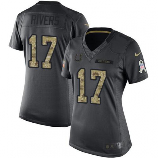 Women's Nike Indianapolis Colts 17 Philip Rivers Black Stitched NFL Limited 2016 Salute to Service Jersey