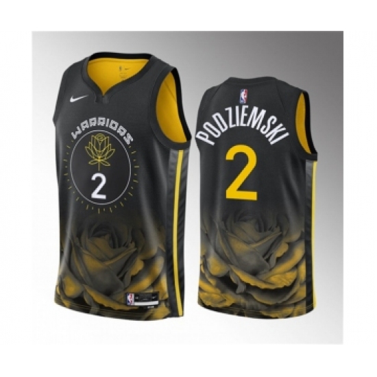 Men's Golden State Warriors 2 Brandin Podziemski Black 2023 Draft City Edition Swingman Stitched Basketball Jersey