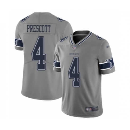 Men's Dallas Cowboys 4 Dak Prescott Limited Gray Inverted Legend Football Jersey