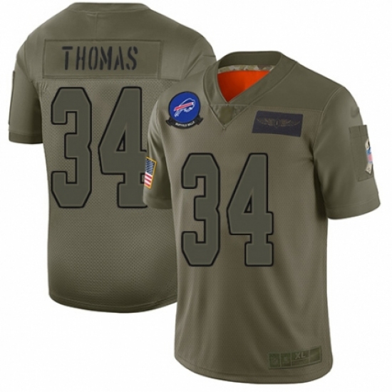 Women's Buffalo Bills 34 Thurman Thomas Limited Camo 2019 Salute to Service Football Jersey