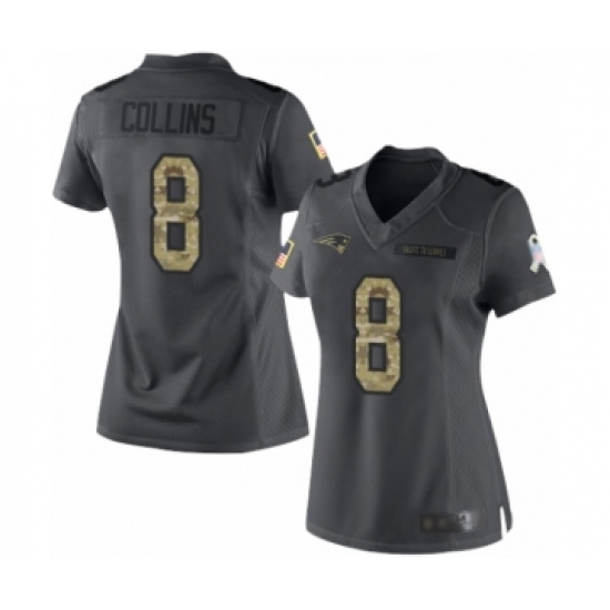 Women's New England Patriots 8 Jamie Collins Limited Black 2016 Salute to Service Football Jersey