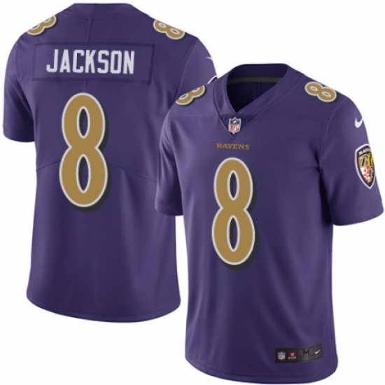 Men's Nike Baltimore Ravens 8 Lamar Jackson Limited Purple Rush Vapor Untouchable NFL Jersey