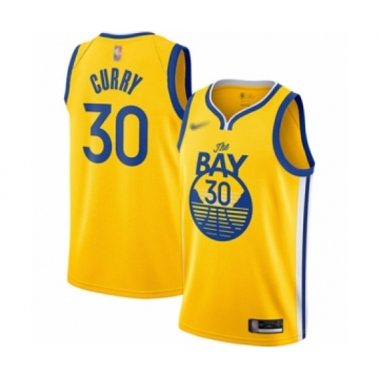 Youth Golden State Warriors 30 Stephen Curry Swingman Gold Finished Basketball Jersey - Statement Edition