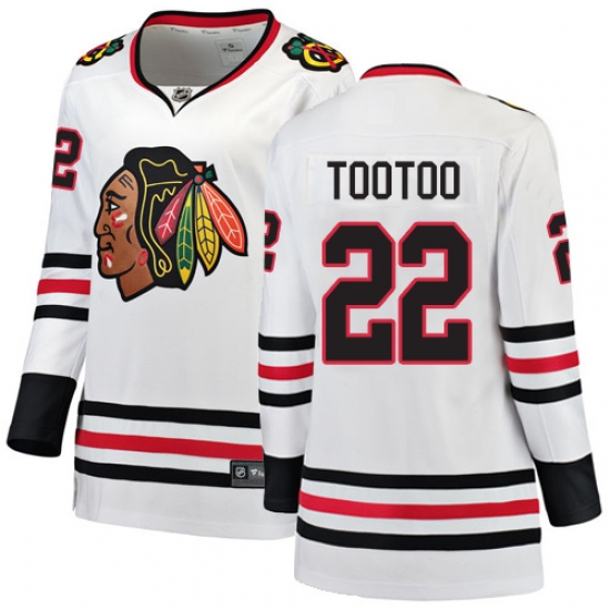 Women's Chicago Blackhawks 22 Jordin Tootoo Authentic White Away Fanatics Branded Breakaway NHL Jersey
