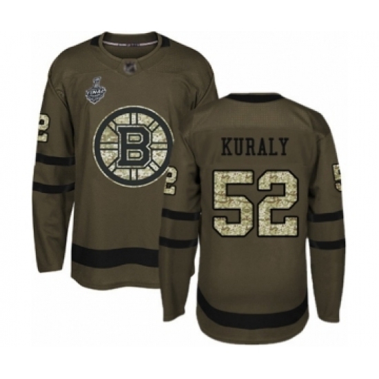 Youth Boston Bruins 52 Sean Kuraly Authentic Green Salute to Service 2019 Stanley Cup Final Bound Hockey Jersey