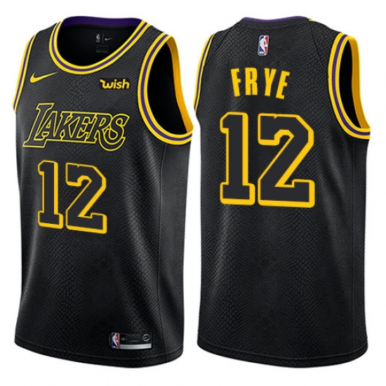 Men's Nike Los Angeles Lakers 12 Channing Frye Authentic Black City Edition NBA Jersey