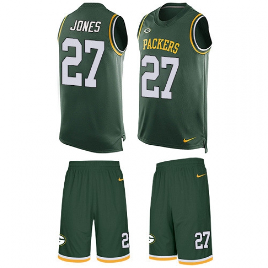 Men's Nike Green Bay Packers 27 Josh Jones Limited Green Tank Top Suit NFL Jersey