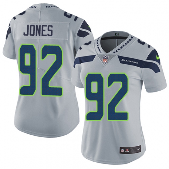 Women's Nike Seattle Seahawks 92 Nazair Jones Grey Alternate Vapor Untouchable Limited Player NFL Jersey