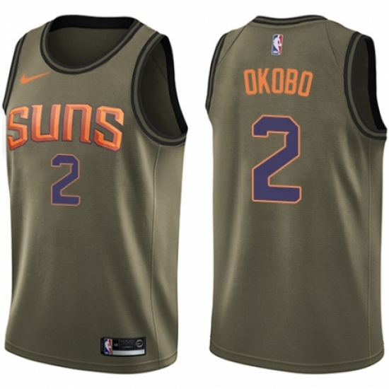 Men's Nike Phoenix Suns 2 Elie Okobo Swingman Green Salute to Service NBA Jersey