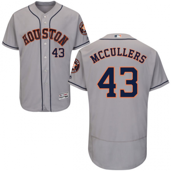 Men's Majestic Houston Astros 43 Lance McCullers Grey Road Flex Base Authentic Collection MLB Jersey