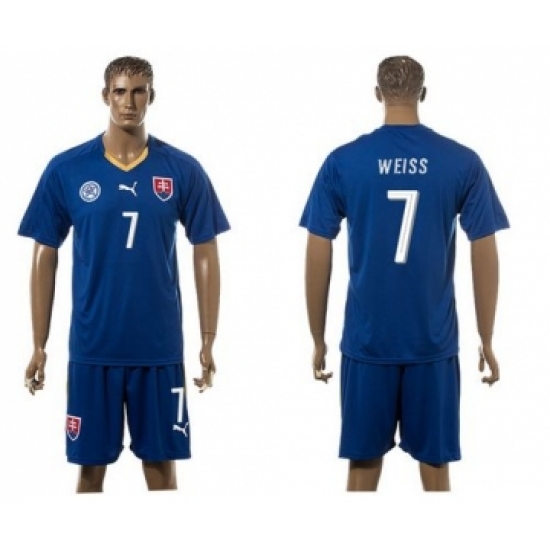 Slovakia 7 Weiss Blue Away Soccer Country Jersey