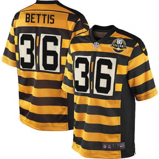 Youth Nike Pittsburgh Steelers 36 Jerome Bettis Elite Yellow/Black Alternate 80TH Anniversary Throwback NFL Jersey