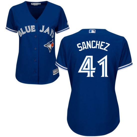 Women's Majestic Toronto Blue Jays 41 Aaron Sanchez Authentic Blue Alternate MLB Jersey