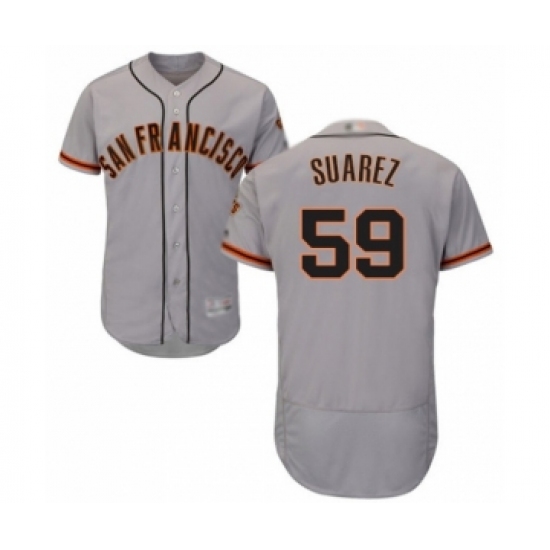 Men's San Francisco Giants 59 Andrew Suarez Grey Road Flex Base Authentic Collection Baseball Player Jersey