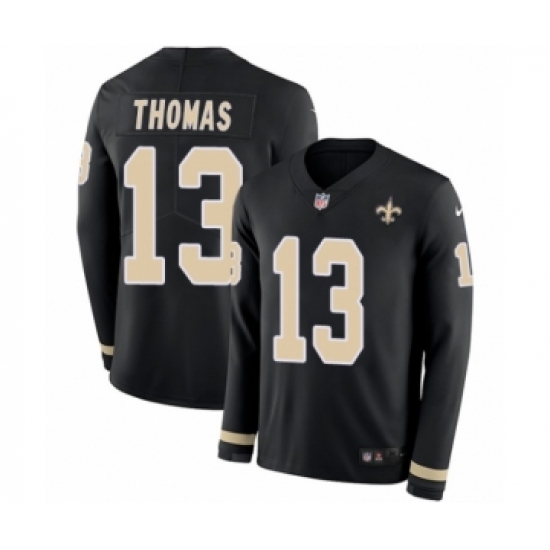 Men's Nike New Orleans Saints 13 Michael Thomas Limited Black Therma Long Sleeve NFL Jersey