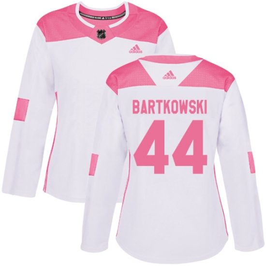 Women's Adidas Minnesota Wild 44 Matt Bartkowski Authentic White Pink Fashion NHL Jersey