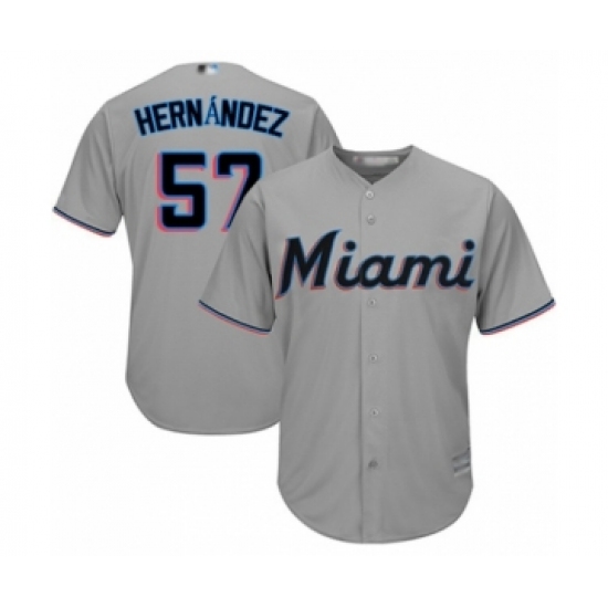 Youth Miami Marlins 57 Elieser Hernandez Authentic Grey Road Cool Base Baseball Player Jersey