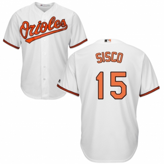 Youth Majestic Baltimore Orioles 15 Chance Sisco Replica White Home Cool Base MLB Jersey