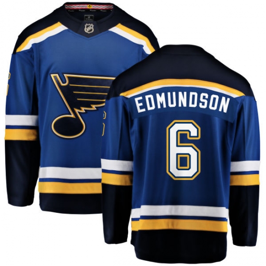 Men's St. Louis Blues 6 Joel Edmundson Fanatics Branded Royal Blue Home Breakaway NHL Jersey