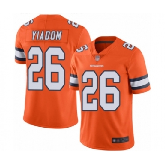 Youth Denver Broncos 26 Isaac Yiadom Limited Orange Rush Vapor Untouchable Football Jersey