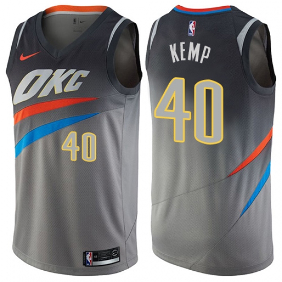 Men's Nike Oklahoma City Thunder 40 Shawn Kemp Swingman Gray NBA Jersey - City Edition