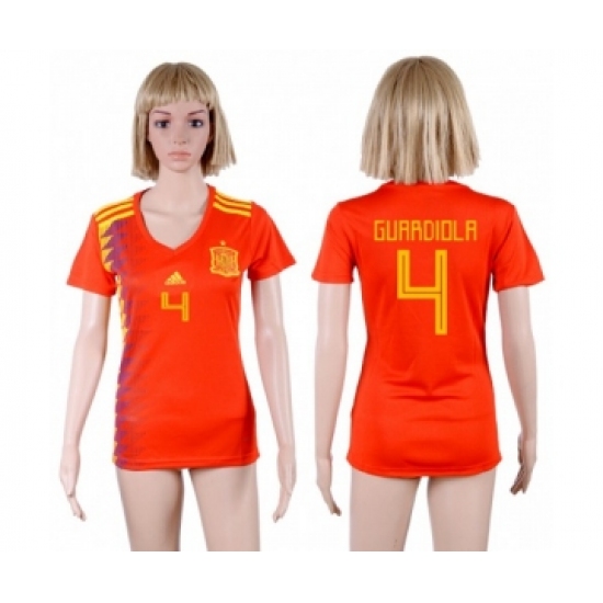 Women's Spain 4 Guardiola Red Home Soccer Country Jersey