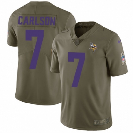 Men's Nike Minnesota Vikings 7 Daniel Carlson Limited Olive 2017 Salute to Service NFL Jersey