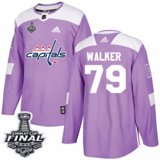 Youth Adidas Washington Capitals 79 Nathan Walker Authentic Purple Fights Cancer Practice 2018 Stanley Cup Final NHL Jersey