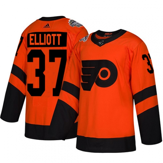 Men's Adidas Philadelphia Flyers 37 Brian Elliott Orange Authentic 2019 Stadium Series Stitched NHL Jersey