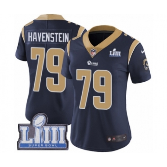 Women's Nike Los Angeles Rams 79 Rob Havenstein Navy Blue Team Color Vapor Untouchable Limited Player Super Bowl LIII Bound NFL Jersey