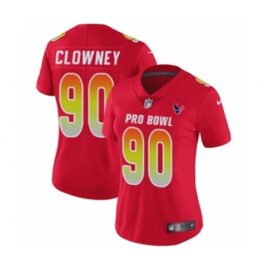 Women's Nike Houston Texans 90 Jadeveon Clowney Limited Red AFC 2019 Pro Bowl NFL Jersey