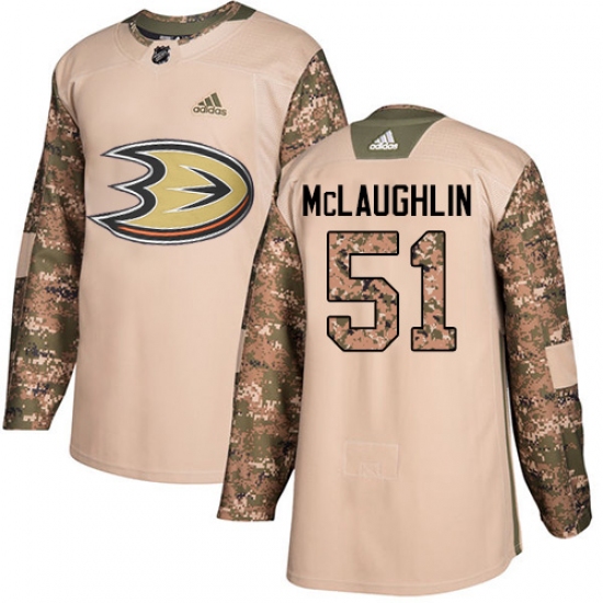 Men's Adidas Anaheim Ducks 51 Blake McLaughlin Authentic Camo Veterans Day Practice NHL Jersey