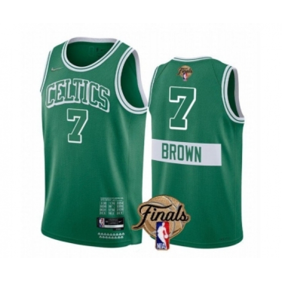 Men's Boston Celtics 7 Jaylen Brown 2022 Green NBA Finals Stitched Jersey