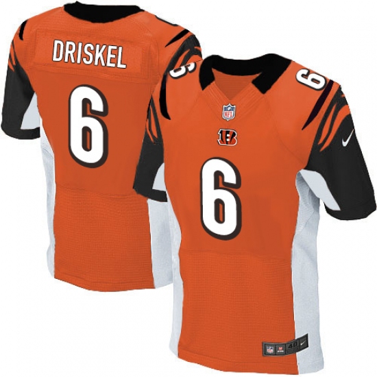 Men's Nike Cincinnati Bengals 6 Jeff Driskel Elite Orange Alternate NFL Jersey