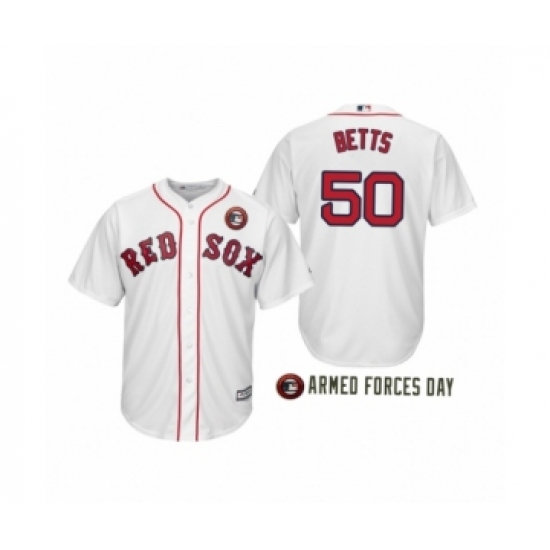 Youth 2019 Armed Forces Day Mookie Betts 50 Boston Red Sox White Jersey