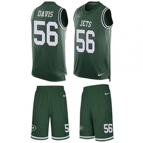 Men's Nike New York Jets 56 DeMario Davis Limited Green Tank Top Suit NFL Jersey
