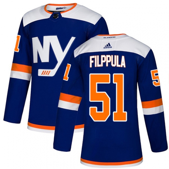 Men's Adidas New York Islanders 51 Valtteri Filppula Premier Blue Alternate NHL Jersey