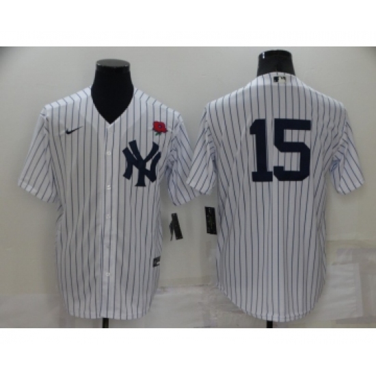 Men's New York Yankees 15 Thurman Munson White No Name Stitched Rose Nike Cool Base Throwback Jersey