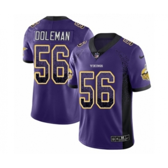 Men's Nike Minnesota Vikings 56 Chris Doleman Limited Purple Rush Drift Fashion NFL Jersey