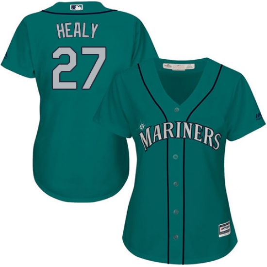 Women's Majestic Seattle Mariners 27 Ryon Healy Authentic Teal Green Alternate Cool Base MLB Jersey