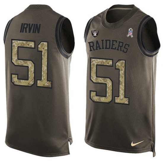Men's Nike Oakland Raiders 51 Bruce Irvin Limited Green Salute to Service Tank Top NFL Jersey