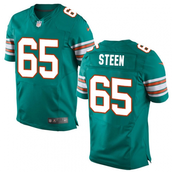 Men's Nike Miami Dolphins 65 Anthony Steen Elite Aqua Green Alternate NFL Jersey