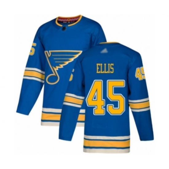 Men's St. Louis Blues 45 Colten Ellis Authentic Navy Blue Alternate Hockey Jersey