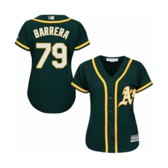 Women's Oakland Athletics 79 Luis Barrera Authentic Green Alternate 1 Cool Base Baseball Player Jersey